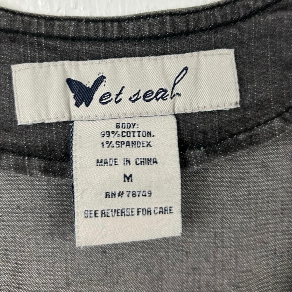 Wet Seal Vintage Sleeveless Denim Vest Women Black Grunge Western Y2K Medium - Picture 3 of 5